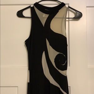 Black dress with mesh high slit maxi dress